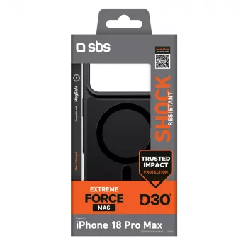 SBS D3O Force maska za iPhone 18 Pro Max, kompatibilna s MagSafe, crna