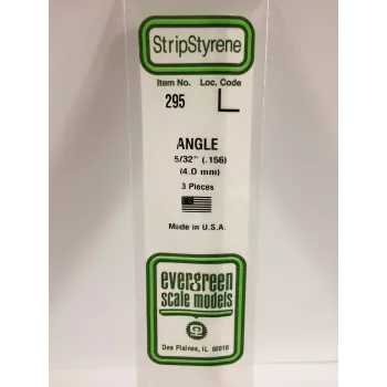 Evergreen Polystyrene L-Profile 350 x 4 x 4 mm, 3 Pieces, White