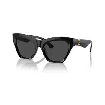 Burberry BE4420U300187 Women's Square Sunglasses, Black Frame, Dark Grey Lens, 55mm