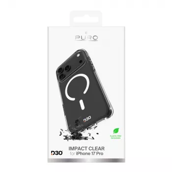 PURO Impact Clear D3O Bio maska za Apple iPhone 17 Pro, kompatibilna s MagSafe, prozirna (PUIPC17P63IMPCLD3OTR)