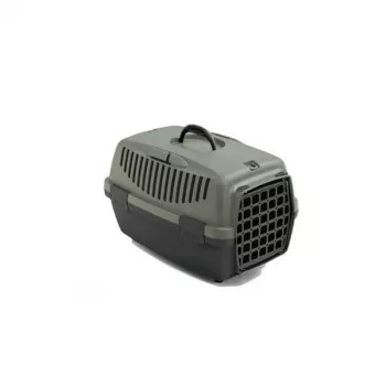 STEFANPLAST Gulliver 1 transportna kutija za kućne ljubimce s plastičnim vratima 48x32x31 cm siva/zelena