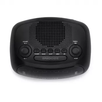 AIWA CR-09J FM Clock Radio with Dual Alarm, LED Display, Black