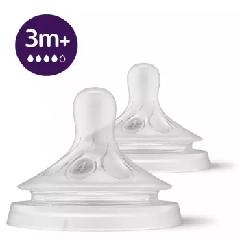 Philips Avent Natural Response duda za bočicu, brzi protok mlijeka, 3m+, pakiranje od 2, silikon, prozirna