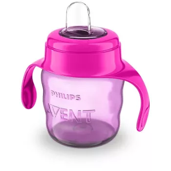 Philips AVENT Easy Sip čaša za učenje s ručkama, 6M+, 200 ml, silikonski izljev, ružičasta
