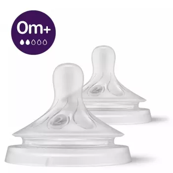 Philips Avent Natural Response silikonske dude za bočice, spori protok, 0M+, 2 komada, silikon