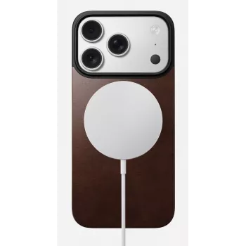NOMAD Magnetic Leather Back za iPhone 17 Pro kompatibilno s MagSafe Horween koža Rustic Brown