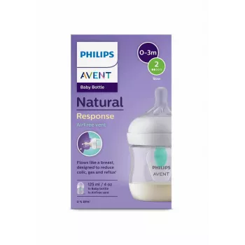 Philips Avent Natural Response bočica za bebe protiv grčeva s AirFree ventilom, 125 ml, Newborn Flow 1, 0m+