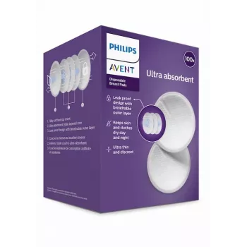 Philips Avent jednokratni ulošci za grudi (pakiranje 100 kom) | ultra upojni, konturirani, pojedinačno zapakirani