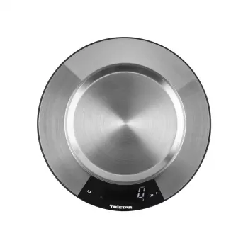 Tristar KW-2453 digitalna kuhinjska vaga s posudom od nehrđajućeg čelika, kapacitet 5 kg, točnost 1 g, LCD zaslon, funkcija tare, srebrna