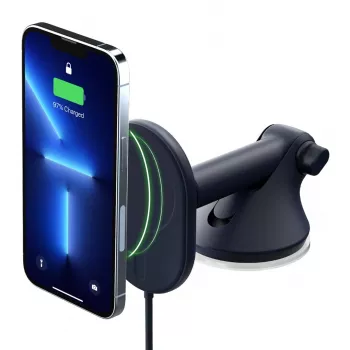 iOttie Velox magnetski bežični punjač s držačem za armaturu i vjetrobransko staklo - 7,5W Qi brzo punjenje, kompatibilan s MagSafe, crni