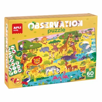 AGIPA Junior puzzle promatranja Savana, 60 dijelova, kartonska kutija, 4+ godine 19221