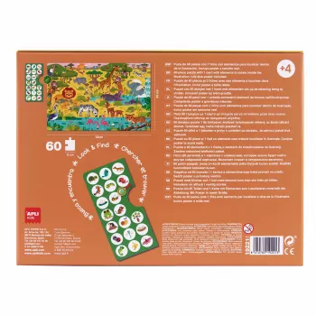 AGIPA Junior puzzle promatranja Savana, 60 dijelova, kartonska kutija, 4+ godine 19221