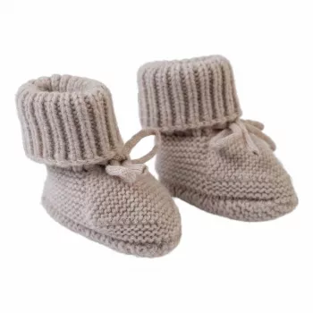 Lodger Slipper Folklore papuče za bebe od merino vune, bež, 0-6 mjeseci