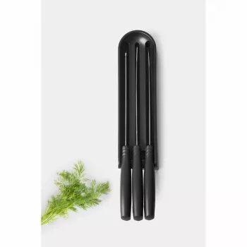 Brabantia Tasty+ set noževa u bloku za ladicu, tamnosivi, 3 noža