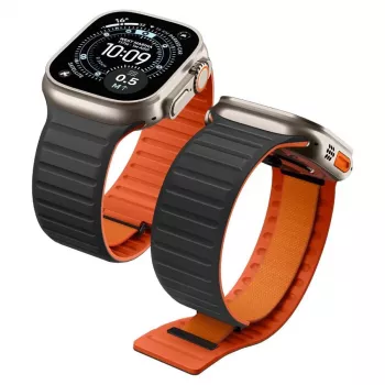 Spigen Athlex Air M narukvica za Apple Watch 8/9/10/11/SE/Ultra (44/45/46/49 mm) – crno-narančasta