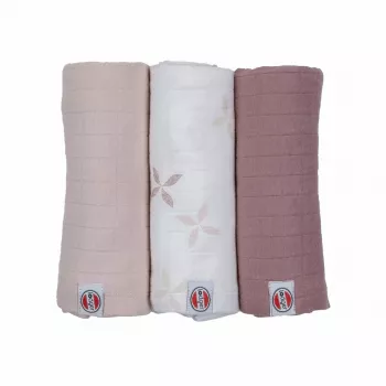 Lodger Swadler Solid Matcha pamučna povojnica, Rose, 70x70 cm, 3 kom.