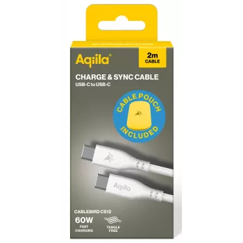 AQIILA Cablebird CS12 USB-C na USB-C kabel za punjenje i sinkronizaciju 2m 60W crni AQCBPBIC2SI829