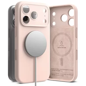 Ringke silikonska magnetska MagSafe maska za iPhone 18 Pro Max – Pink Sand