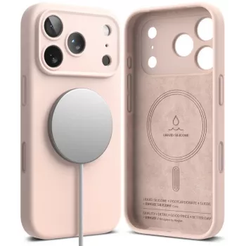 Ringke silikonska magnetska MagSafe maska za iPhone 18 Pro Max – Pink Sand