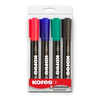 Kores K MARKER permanentni marker, klinasti vrh, 3-5 mm, razne boje, set od 4 M20945
