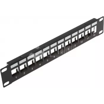 Wirewin TKS PANEL 12 12-portni keystone patch panel, 10 inčni rackmount, oklopljeni, crni