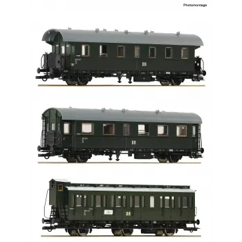 Roco 6200131 H0 DR set sporednog vlaka 2: 2x putnički vagon 2. razreda Bip i 1x odjelni vagon 2. razreda B3