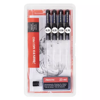 ARISTO mg1 pro Basic set tinte za crtanje, 4 tinte 0,25 / 0,35 / 0,50 / 0,70 mm, 5 dijelova (AR64400)