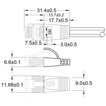 Wirewin Triotronik Cat6 U/FTP Slim mrežni kabel, 0,5m, ljubičasti PKW-STP-SLIM-KAT6 0.5 VT