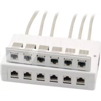 Wirewin 2x 6-Port Surface Mount Box for Keystone Modules, Grey, Plastic Keystone System (125460)