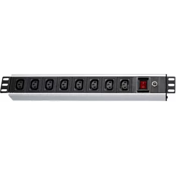 Wirewin NVL9 UPS verzija 19 inch 1U Rackmount PDU, 9x IEC C13 izlaza, IEC C14 ulaz, 10A, crni