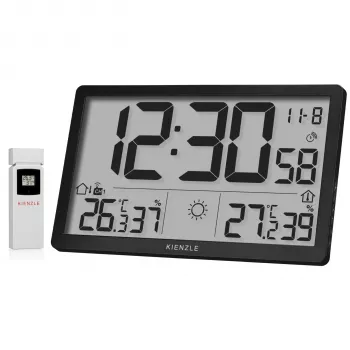 KIENZLE Jumbo NEO LCD Weather Station Wall Clock Black