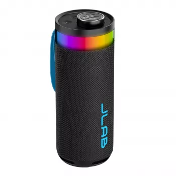 JLab Go Party Portable Bluetooth Speaker with 20W Output, IPX6 Water Resistance, 15-Hour Battery, Built-in Mic, Light Modes, Black