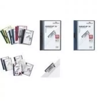 DURABLE DURACLIP ORIGINAL 30 A4 kopča za spajanje, prozirna prednja strana, bijela stražnja strana, metalna kopča, pakiranje od 5 (2227-02)