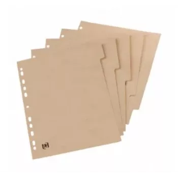 Oxford TOUAREG A4 kartonski registar, 5 jezičaca, prazan, bež, reciklirani papir 280 g/m², univerzalne rupe (1 set) 100204964
