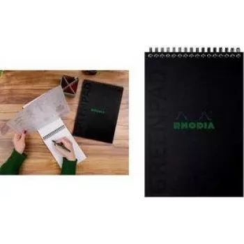 RHODIA GREENPAD spiralna bilježnica A5+ linirana crna 160x210mm 90gsm 80 listova 119929C