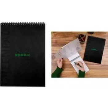 RHODIA GreenPad spiralna bilježnica A4+ linirana crna 90g/m² 80 listova 119927C