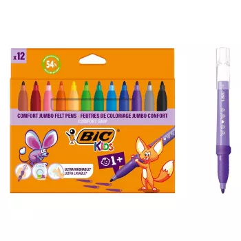 BIC KIDS Comfort Jumbo flomasteri, razne boje, pakiranje od 12 komada, vrh 1,4 mm, perivi 517250