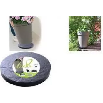 EDA Plant Trolley with 5 Multidirectional Wheels, Stone Look, Anthracite Grey, 30 cm Diameter, 60 kg Load Capacity (010940 G. ARD C)