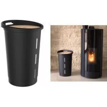 EDA Pellet Storage Box, 38 Litre, Black Plastic with Wooden Lid, 20 kg Capacity - 1 Piece (010478 NO)