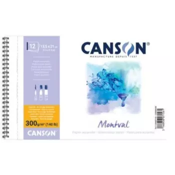 Canson Montval akvarel blok, 135 x 210 mm, 300 g/m², 12 listova, fino zrno, spiralno uvezan, mikroperforiran C200807156