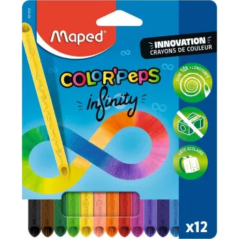 Maped COLOR'PEPS INFINITY trokutasti set bojica, 12 različitih boja, traje 10x dulje, 100% pigmentna jezgra, višekratna futrola 861602