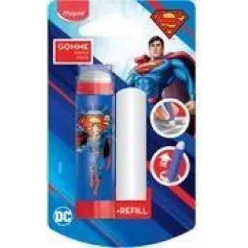 Maped Superman plastična gumica sa zamjenom, u stilu ruža za usne s rotacijskim mehanizmom, blister pakiranje 152033