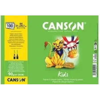 Canson Kids blok crtaćeg papira A4 90g/m² bijeli lagano zrnati 50 listova za olovku i bojicu C629012000