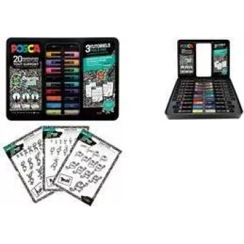 POSCA pigmentni marker Doodle Art set, 20 markera u metalnoj kutiji (6 x PC1MC, 7 x PC3M, 7 x PC5M) M POSCA/20 021