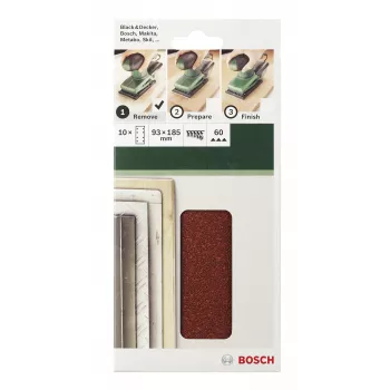 Bosch 2609256A90 pakiranje od 10 komada brusnih listova 185 mm x 93 mm s čičak pričvršćenjem, granulacija 120, perforirani