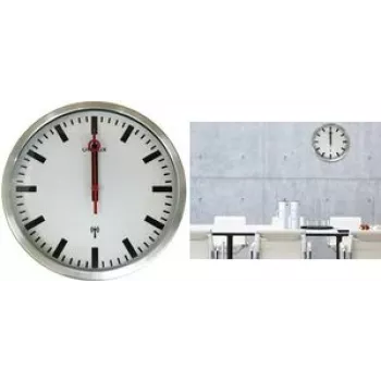 UNILUX STATION radio zidni sat, 350 mm, srebrni u stilu kolodvora, crne četvrtaste kazaljke 400124567