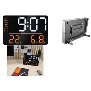 UNILUX NUMI multifunkcijski digitalni LED zidni sat, crni s daljinskim upravljačem, 10-stupanjsko zatamnjenje, alarm 400202319