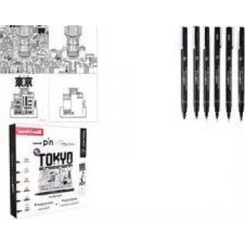 uni-ball fineliner PIN TOKYO, kreativni set od 6 komada, vodootporna pigmentna tinta, metalom obloženi vrhovi (CF PIN/6 001)