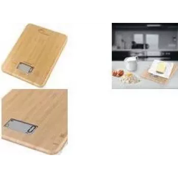 Little Balance LB 8543 Slim Bamboo Electronic Kitchen Scale with LCD Display, 5 kg Capacity, 1 g Accuracy