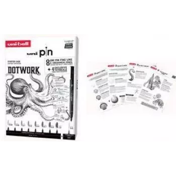 uni-ball DOTWORK početni set uni pin, etui od 9 dijelova s 8 fineliner i 1 Shalaku S mehanička olovka (CF PIN/8 005)